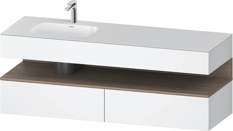 DURAVIT Qatego Einbauwaschtisch mit Konsolenwaschtischunterbau 1600 mm Eiche Terra & Weiß Matt