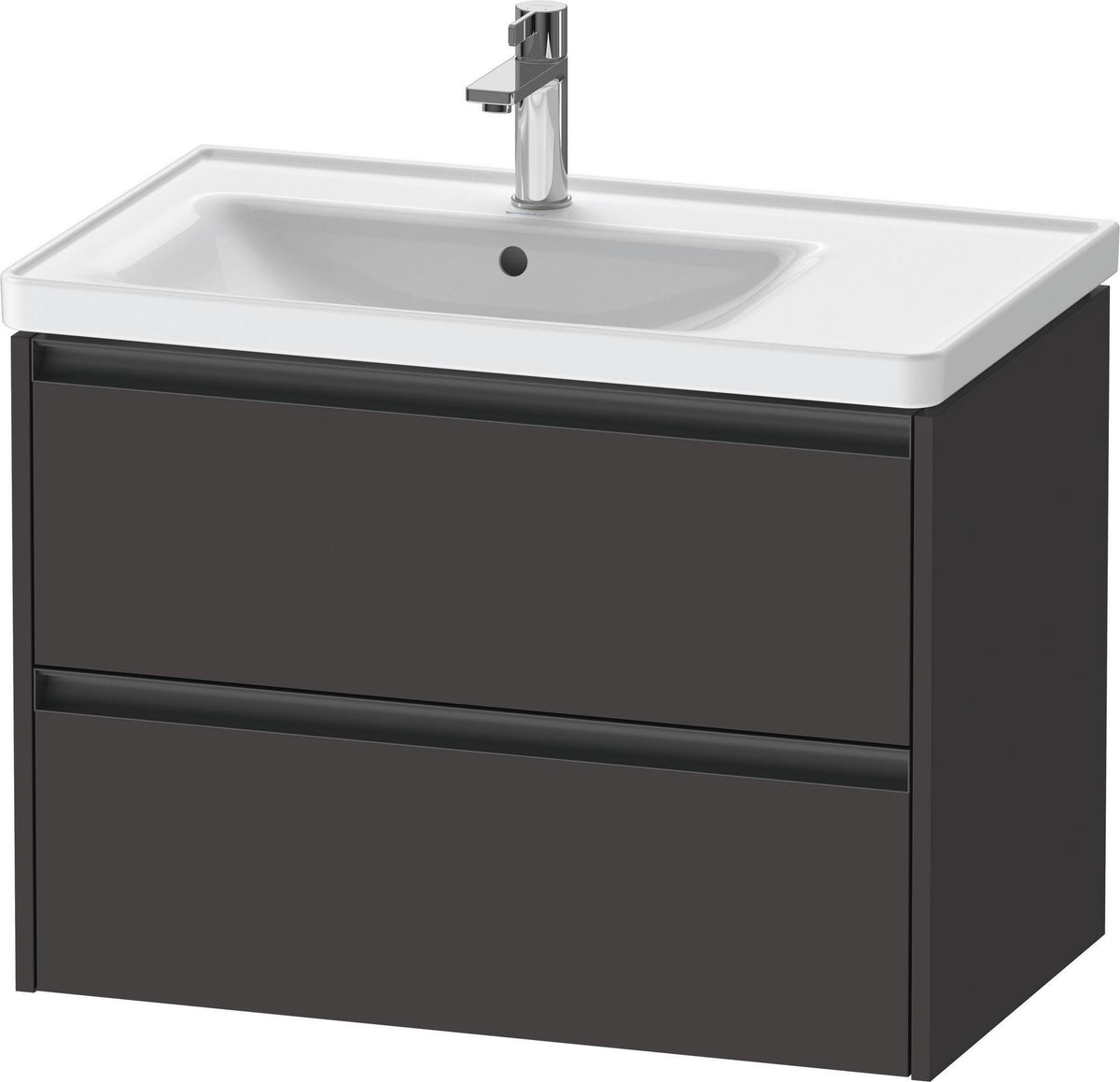 Duravit Ketho.2 Waschtischunterbau 784 mm betongrau matt mit 2 Schubkästen und Becken links