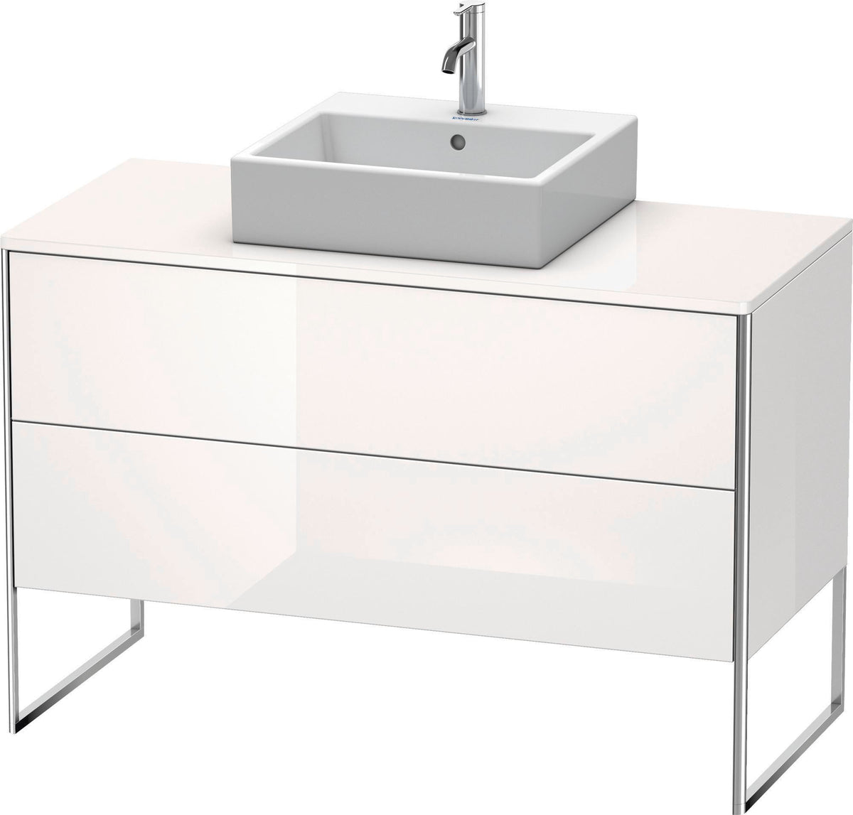 DURAVIT XSquare Waschtischunterbau 1200 mm, bodenstehend, Weiß Matt, 2 Schubkästen, Tip-On