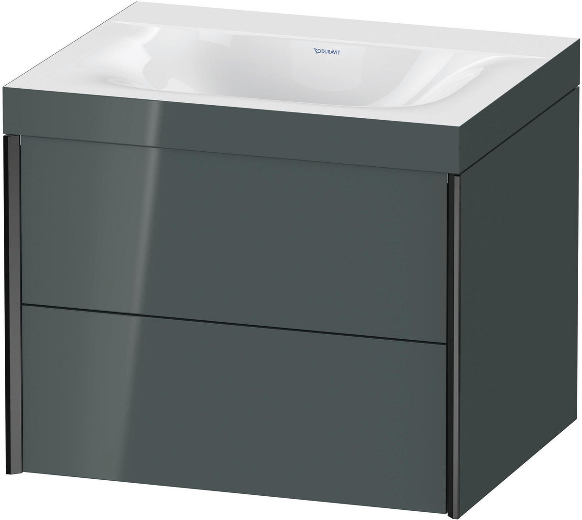 Duravit XViu c-bonded Waschtischunterbauset 600 mm, 2 Schubkästen, schwarz matt / dolomiti grey