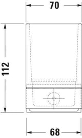Duravit Karree Zahnputzbecher Chrom mit weißem Matt-Becher, 100x69x110 mm, Wandmontage