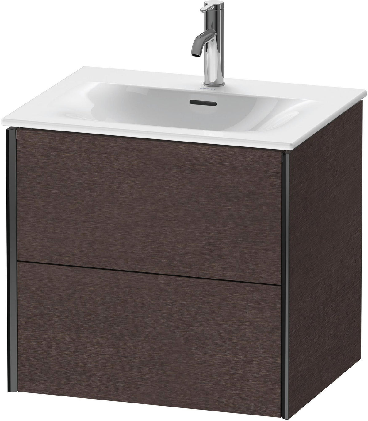Duravit XViu Waschtischunterbau wandhängend 610 mm, 2 Schubkästen, Eiche dunkel gebürstet, schwarz matt