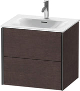 Duravit XViu Waschtischunterbau wandhängend 610 mm, 2 Schubkästen, Eiche dunkel gebürstet, schwarz matt
