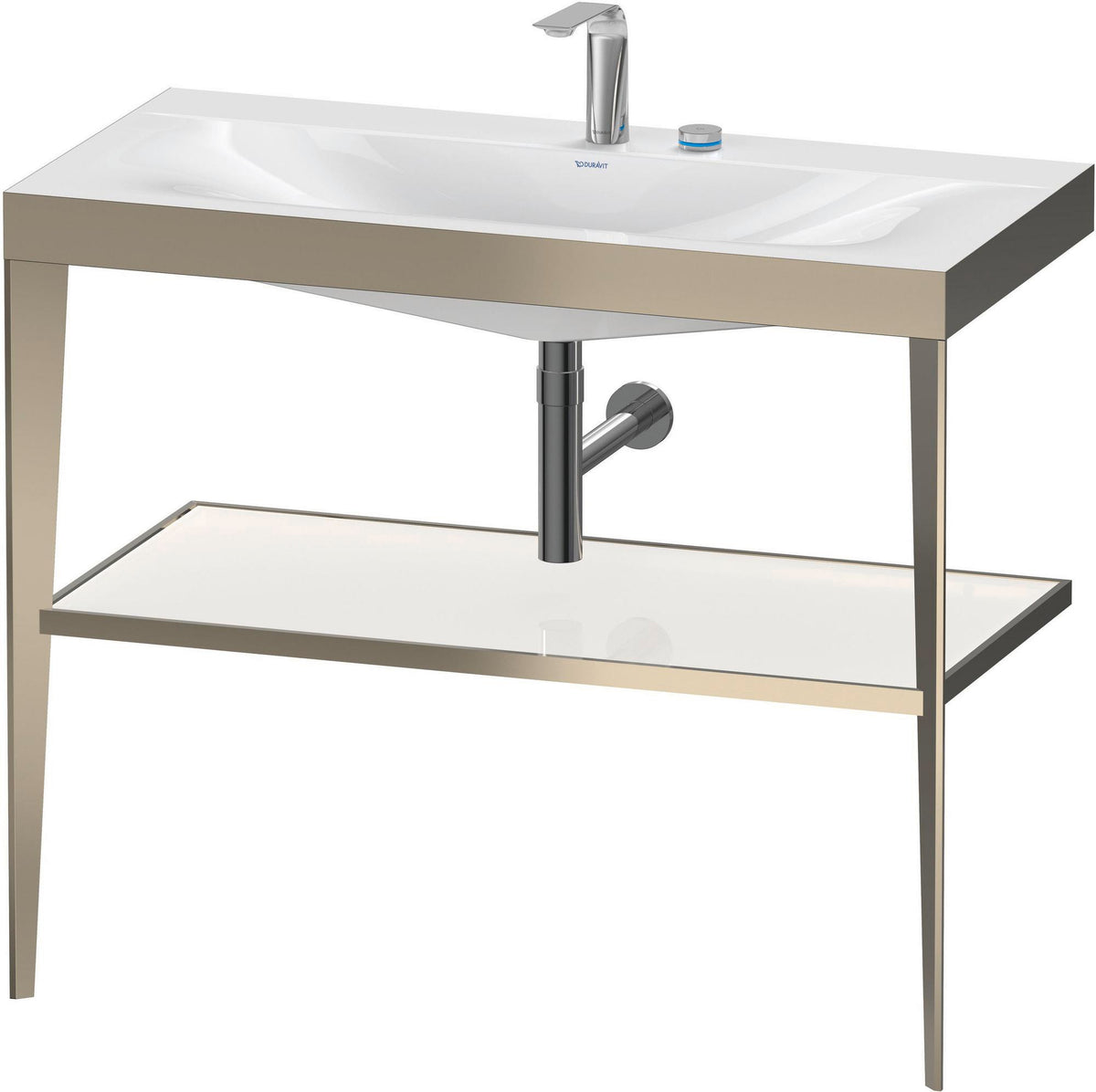 Duravit XViu c-bonded Waschtischset 1000 mm mit Metallkonsole, weiß hochglanz / schwarz matt – inkl. Waschschüssel