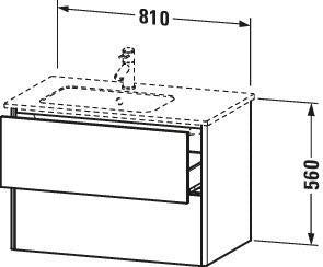 Duravit XSquare Waschtischunterbau 810 mm betongrau matt mit 2 Schubkästen und Tip-On-Technik