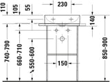 DURAVIT DuraSquare Handwaschbecken 450 mm mit Hahnlochbank, weiß, ohne Überlauf
