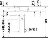 DURAVIT Aufsatzbecken Luv 420 mm aus DuraCeram, weiß, mit Hahnlochbank und Halbsäule