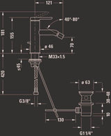 DURAVIT C.1 Einhebel-Bidetmischer Schwarz Matt 121 mm mit Zugstangen-Ablaufgarnitur