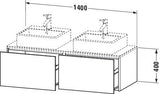 Duravit Waschtischunterbau XSQUARE 1400x400x548mm 2 Auszüge s-matt Eiche Ahorn links