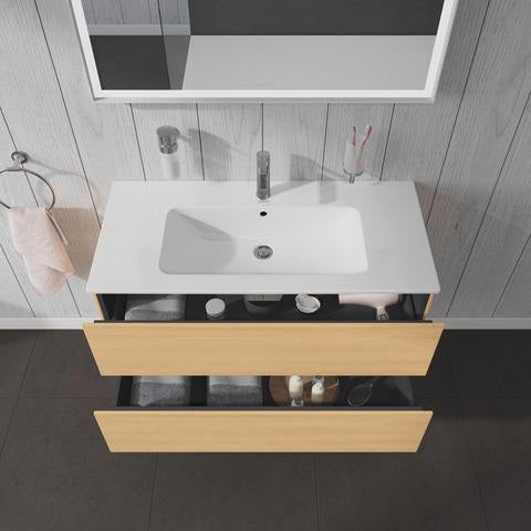 Duravit L-Cube Waschtischunterbau 1020 mm taupe matt – wandhängend, 2 Schubkästen, Tip-On
