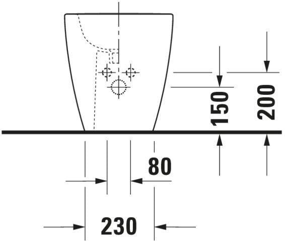 DURAVIT Stand-Bidet ME by Starck 600 mm Weiß Seidenmatt mit Hahnlochbank