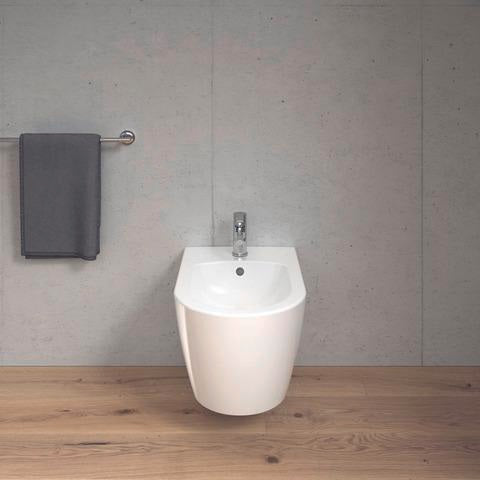 DURAVIT Wand-Bidet ME by Starck 570 mm weiß seidenmatt mit Überlauf und 1 Hahnloch