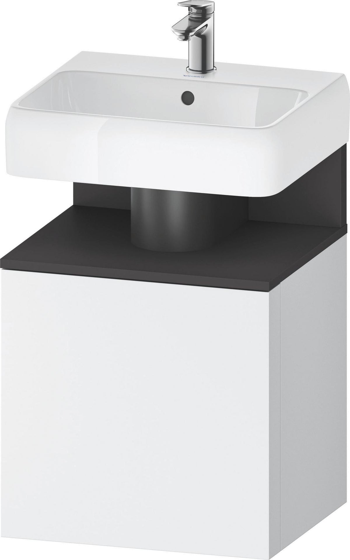 DURAVIT Qatego Waschtischunterbau 490 mm wandhängend, 1 Tür links, Weiß Matt mit Eiche Schwarz Nische