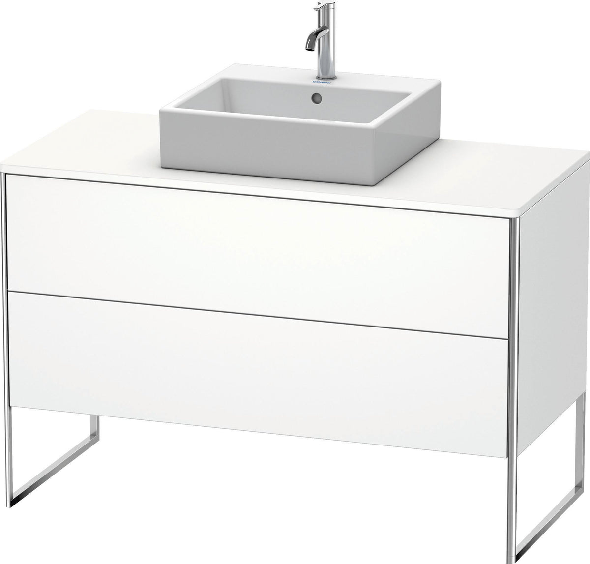 DURAVIT XSquare Waschtischunterbau 1200 mm, bodenstehend, Weiß Matt, 2 Schubkästen, Tip-On
