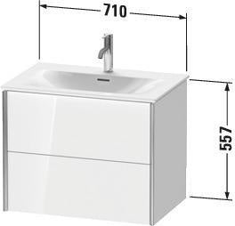 DURAVIT XViu Waschtischunterbau 710 mm wandhängend, 2 Schubkästen, Tip-On, Weiß Seidenmatt