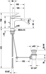 DURAVIT Tulum by Starck Einhebel-Bidetmischer Chrom – Keramikmischsystem, 126 mm Auslauf