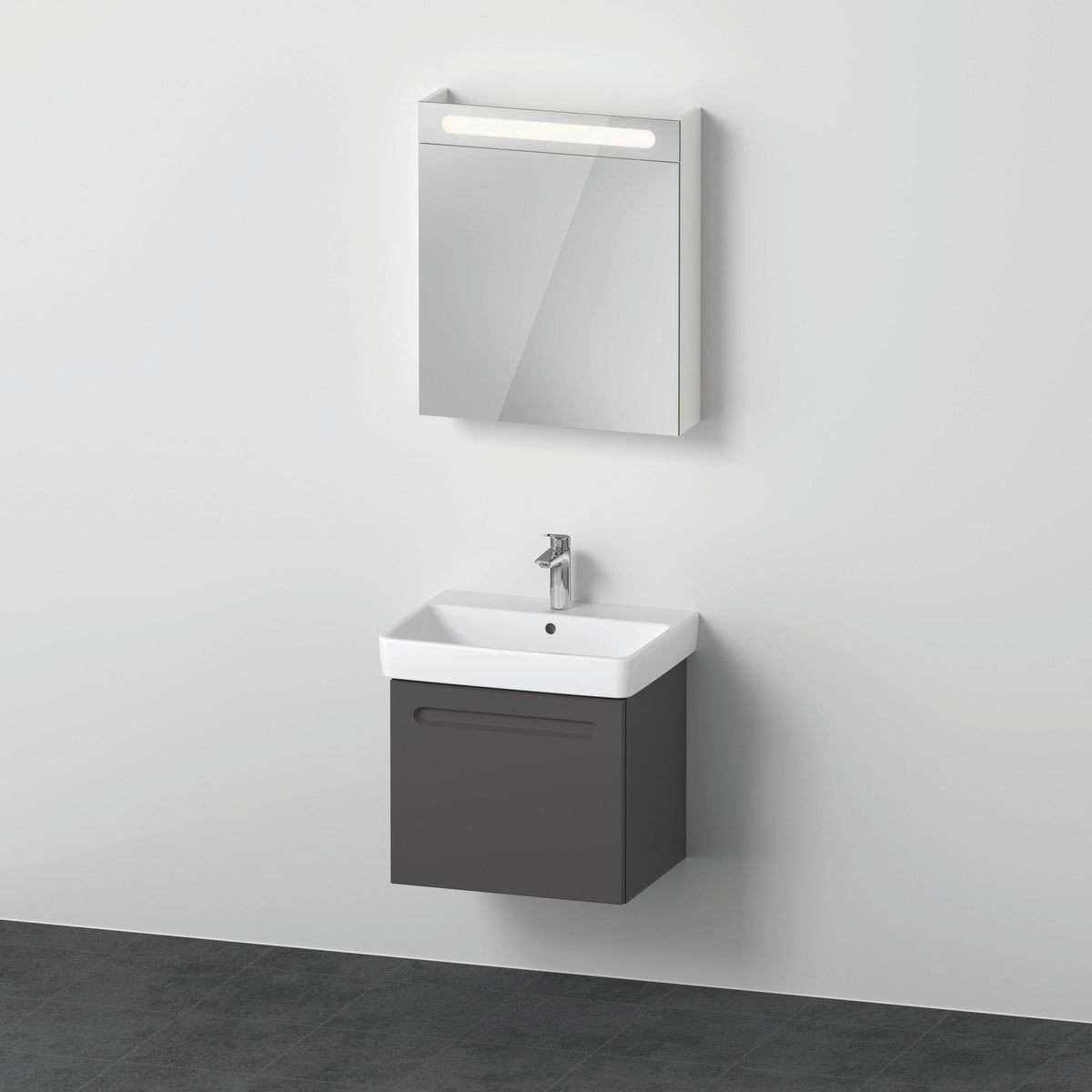 Duravit No.1 Möbel-Set 550x450mm mit Waschtisch, Unterbau und Spiegelschrank – Weiß Matt