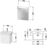 Duravit No.1 Möbel-Set 600x450mm, Waschtisch mit Unterbau und Spiegelschrank, Weiß Matt