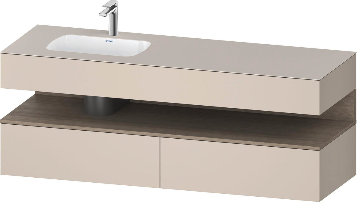 DURAVIT Qatego Einbauwaschtisch mit Konsolenwaschtischunterbau 1600 mm Eiche Terra & Weiß Matt