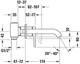 DURAVIT C.1 Einhebel-Waschtischmischer Unterputz 174 mm Schwarz Matt ohne Zugstange