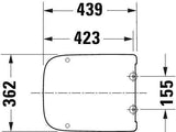 DURAVIT Univavo WC-Sitz eckig tief 438 mm mit Absenkautomatik, Duroplast, Edelstahl-Scharniere, Weiß