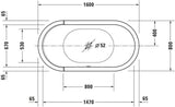 DURAVIT Starck Freistehende Badewanne Oval 1600x800 mm Weiß mit Acrylverkleidung