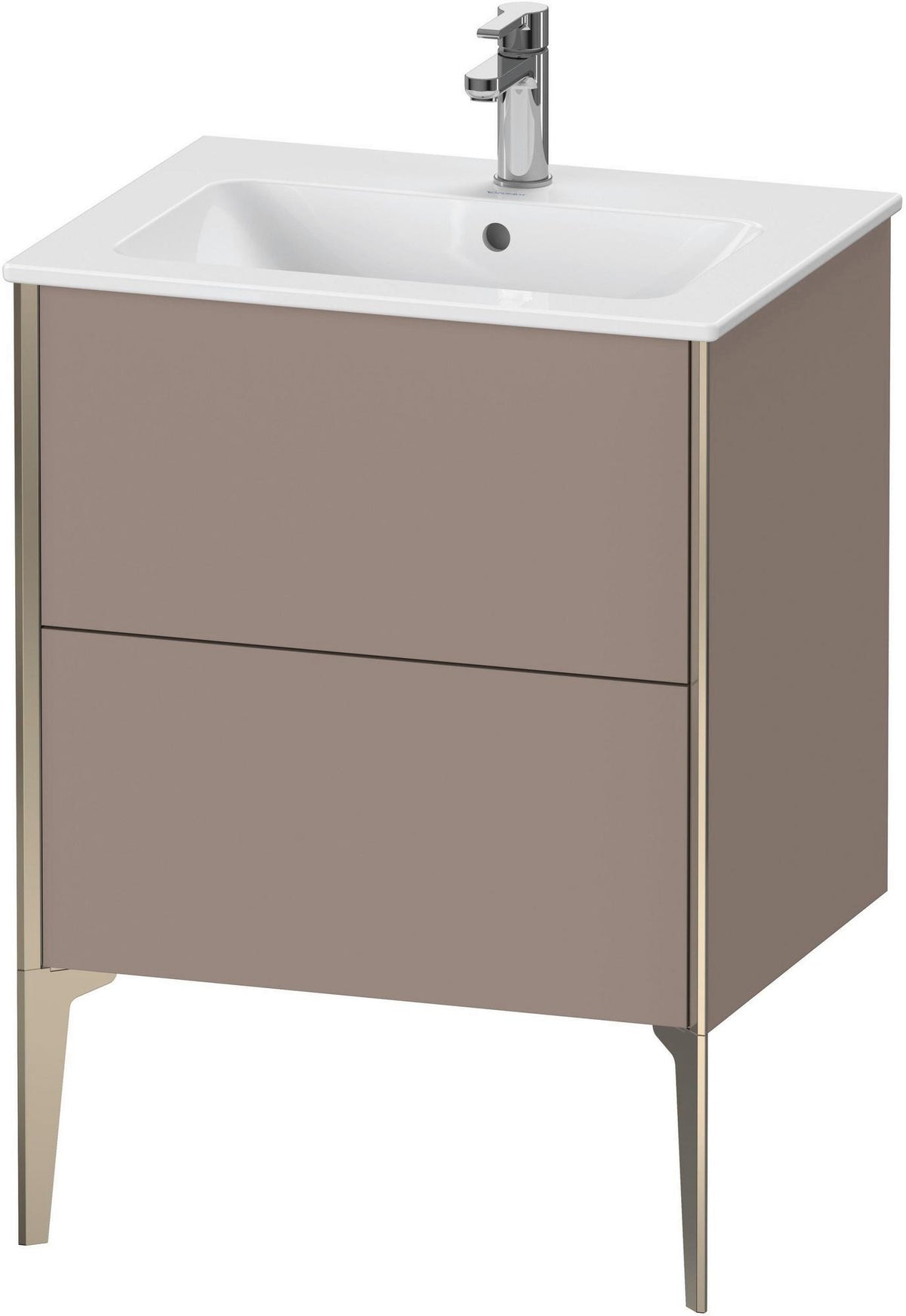 DURAVIT XViu Waschtischunterbau bodenstehend 610 mm, 2 Auszüge, weiß matt – Tip-On & Soft-Close
