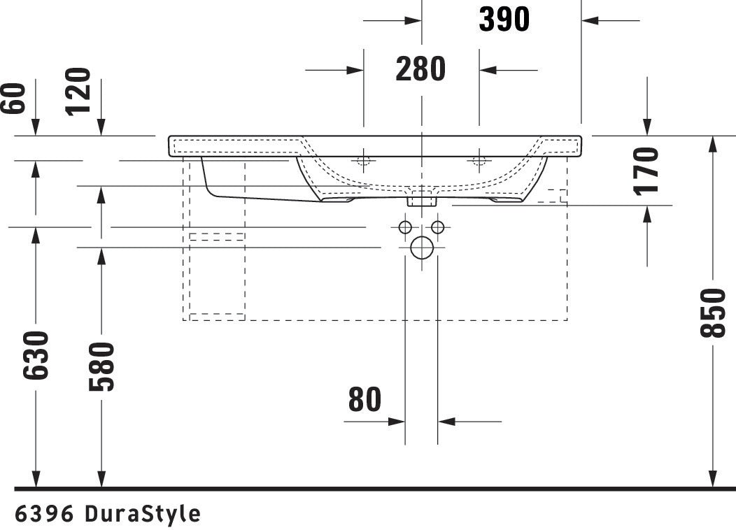 Duravit DuraStyle Möbelwaschtisch 1000 mm weiß mit WonderGliss, Becken rechts, 3 Hahnlöcher