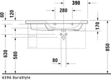 Duravit DuraStyle Möbelwaschtisch 1000 mm weiß mit WonderGliss, Becken rechts, 3 Hahnlöcher
