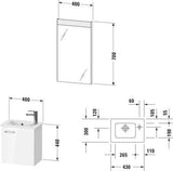 DURAVIT XBase Möbel-Set 400x288mm mit Waschtisch, Unterbau, Spiegel & LED-Beleuchtung, Weiß Glänzend