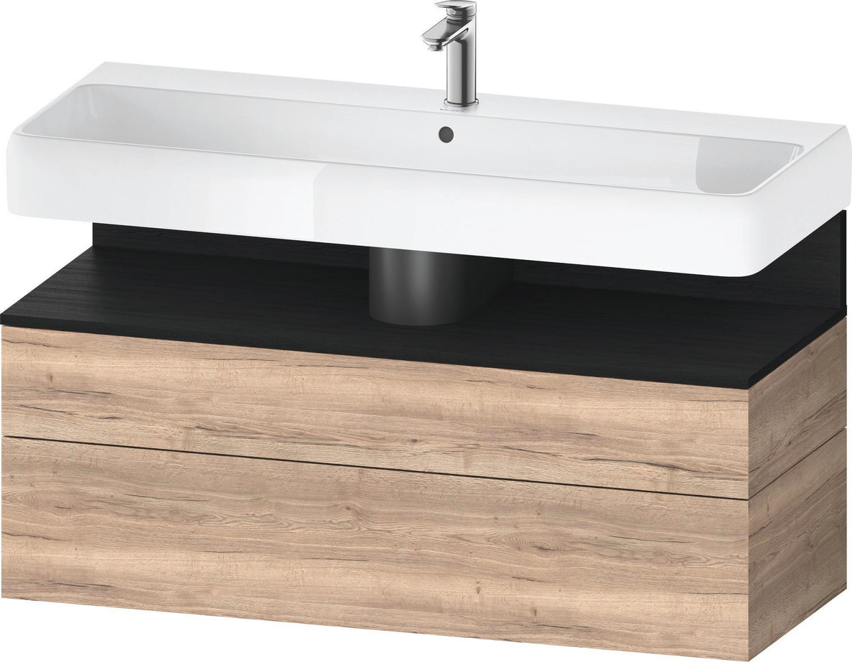 Duravit Qatego Waschtischunterbau 1190 mm – Weiß Matt mit Eiche Schwarz Nische, 1 Auszug, LED