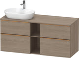 DURAVIT D-Neo Konsolenwaschtischunterbau 1400 mm Eiche Terra Matt mit Bronze Griff