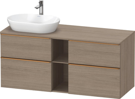 DURAVIT D-Neo Konsolenwaschtischunterbau 1400 mm Eiche Terra Matt mit Bronze Griff