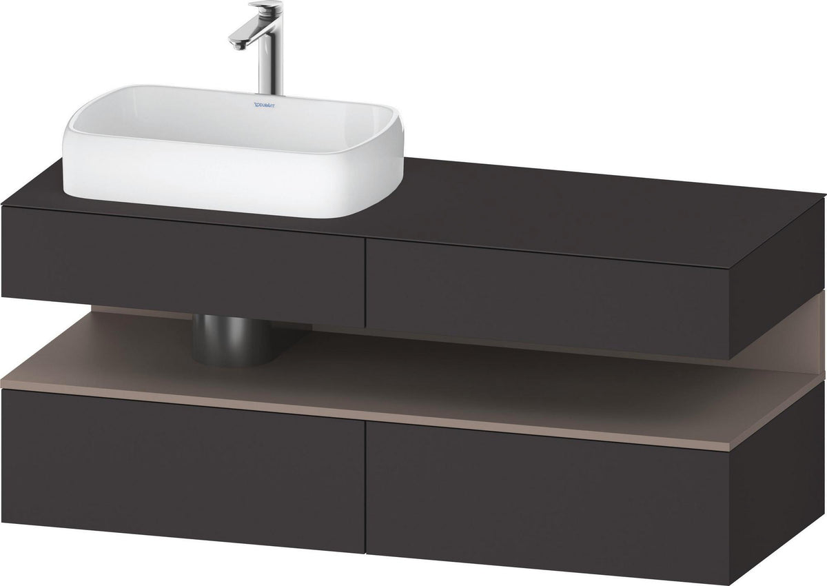 Duravit Qatego Konsolenwaschtischunterbau 1400 mm weiß hochglanz mit Eiche schwarz Nische
