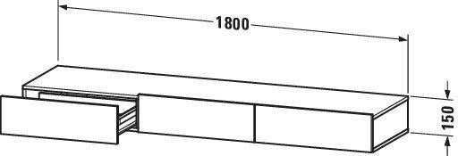 Duravit DuraStyle Schubkastenablage 1800 mm, 3 Schubkästen, graphit matt – Wandmontage