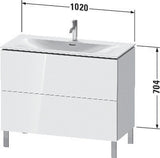 Duravit Waschtischunterbau L-Cube 704x1020x481 mm weiß matt – 2 Auszüge, Tip-On, für Viu