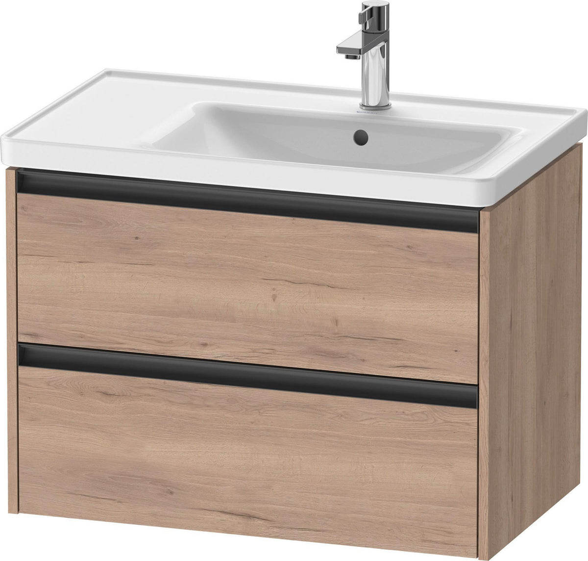 DURAVIT Ketho.2 Waschtischunterbau 784 mm wandhängend, betongrau matt, 2 Schubkästen, Becken rechts