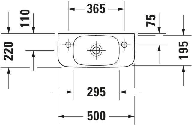 DURAVIT DuraStyle Handwaschbecken 500 mm ohne Überlauf, mit Hahnlochbank, weiß