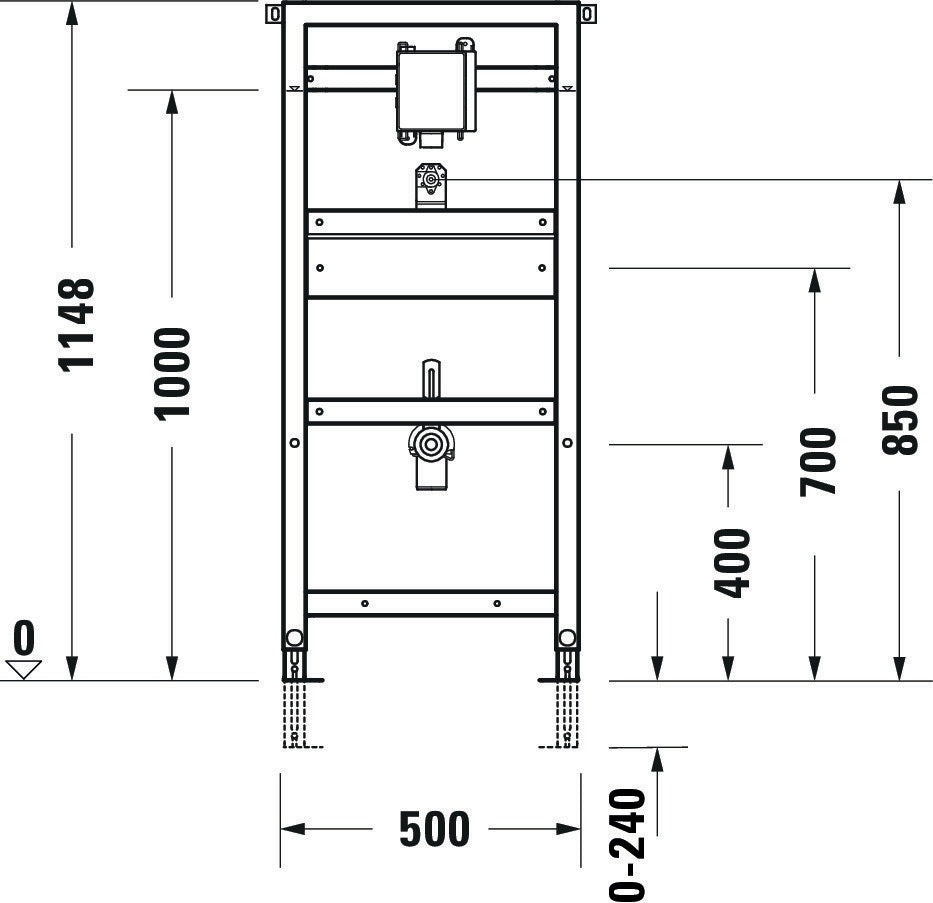 Duravit DURASYSTEM Urinal-Element 500 x 1148 mm für UP-Druckspüler, Trockenbau, vormontiert