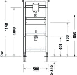 Duravit DURASYSTEM Urinal-Element 500 x 1148 mm für UP-Druckspüler, Trockenbau, vormontiert