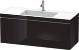 DURAVIT L-Cube c-bonded Waschtischset 1200 mm Schwarz Hochglanz mit Tip-On-Auszug