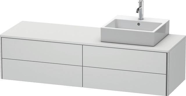 Duravit XSquare Waschtischunterbau 1600 mm mit Becken links – Sandmatte Oberfläche
