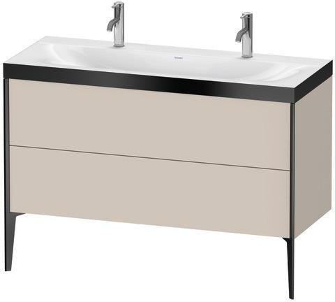 Duravit XViu Möbelwaschtischset 1200 mm Nussbaum Mitte mit Hahnlochbank und Raumsparsiphon