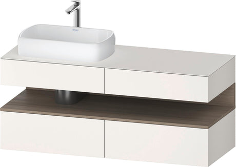 Duravit Qatego Konsolenwaschtischunterbau 1400 mm Weiß Matt mit Eiche Terra Nische und Tip-On Technik