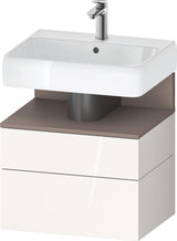 DURAVIT Qatego Waschtischunterbau 590 mm wandhängend, 1 Auszug, weiß Hochglanz, Nische Eiche Schwarz