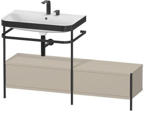Duravit Waschtischset HAPPY D.2 PLUS 1400x490mm ein Hahnloch taupe supermatt