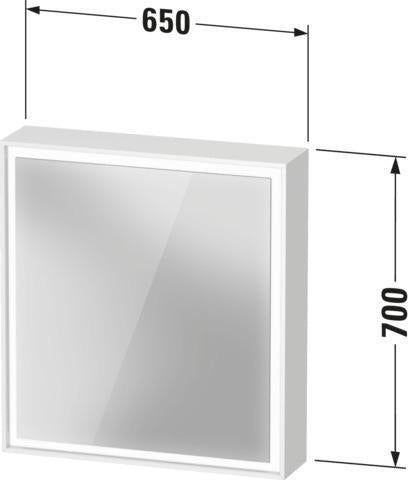 DURAVIT L-Cube Spiegelschrank 650 mm mit LED-Beleuchtung, Front- und Innenspiegel, Weiß