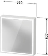DURAVIT L-Cube Spiegelschrank 650 mm mit LED-Beleuchtung, Front- und Innenspiegel, Weiß