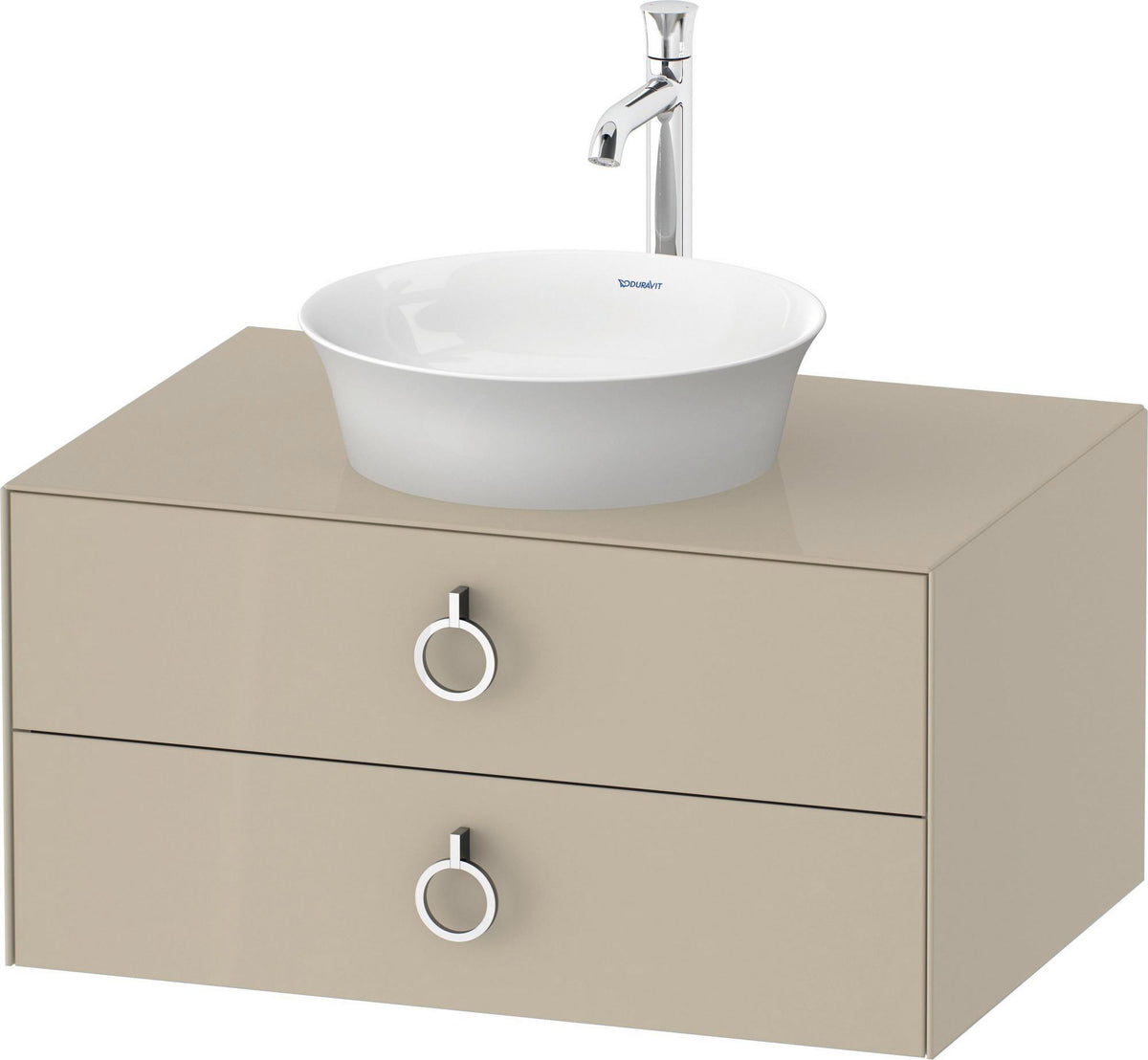 DURAVIT White Tulip Waschtischunterbau 800 mm, wandhängend, 2 Schubkästen, Nussbaum/Taupe Hochglanz