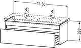 DURAVIT DuraStyle Waschtischunterbau wandhängend 1150 mm Eiche Terra/Weiß Matt mit 1 Auszug